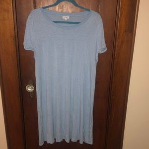 Super soft blue striped t-shirt dress